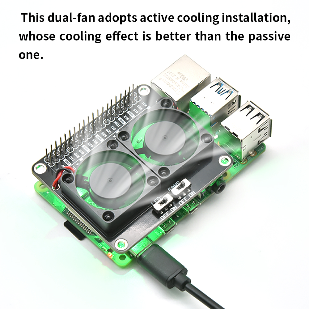 Raspberry Pi Water Cooling Kit - RPI Dual Lüfterschild mit Kühlkörper, kompatibel