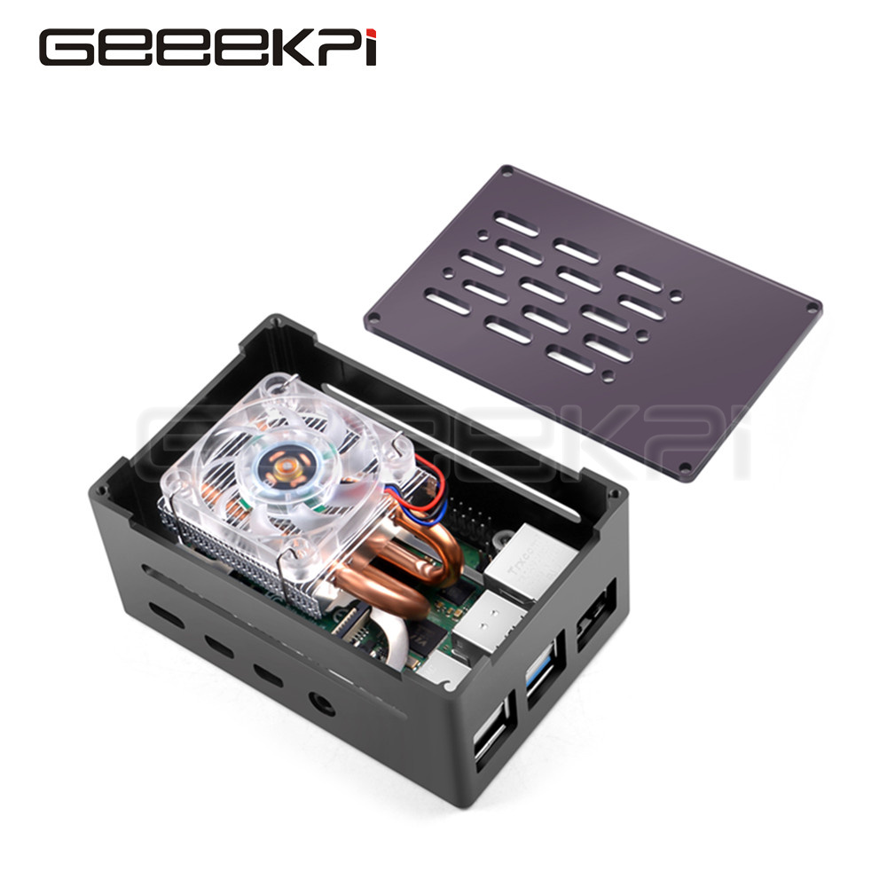 Argon One V3 M.2 Nvme Case - GeeekPi Aluminium-Ziegelgehäuse, schwarzes Gehäuse mit Mini-Low-Profile-Turm-Lüfter