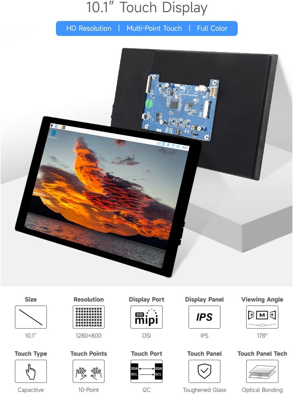 Waveshare 10,1 Zoll IPS kapazi – Raspberry Pi 10.1 Inch Capacitive Touch Screen Ips Bewertung und Preis